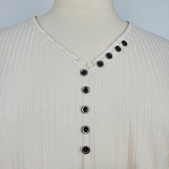 Jane + Delancey Casual V-Neck Button Detail Stretchy Minimalist Top NEW NWT XL - Picture 5 of 16